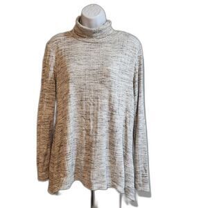 Simply Vera Vera Wang Ribbed Light Gray Turtle Neck Sweater, Large